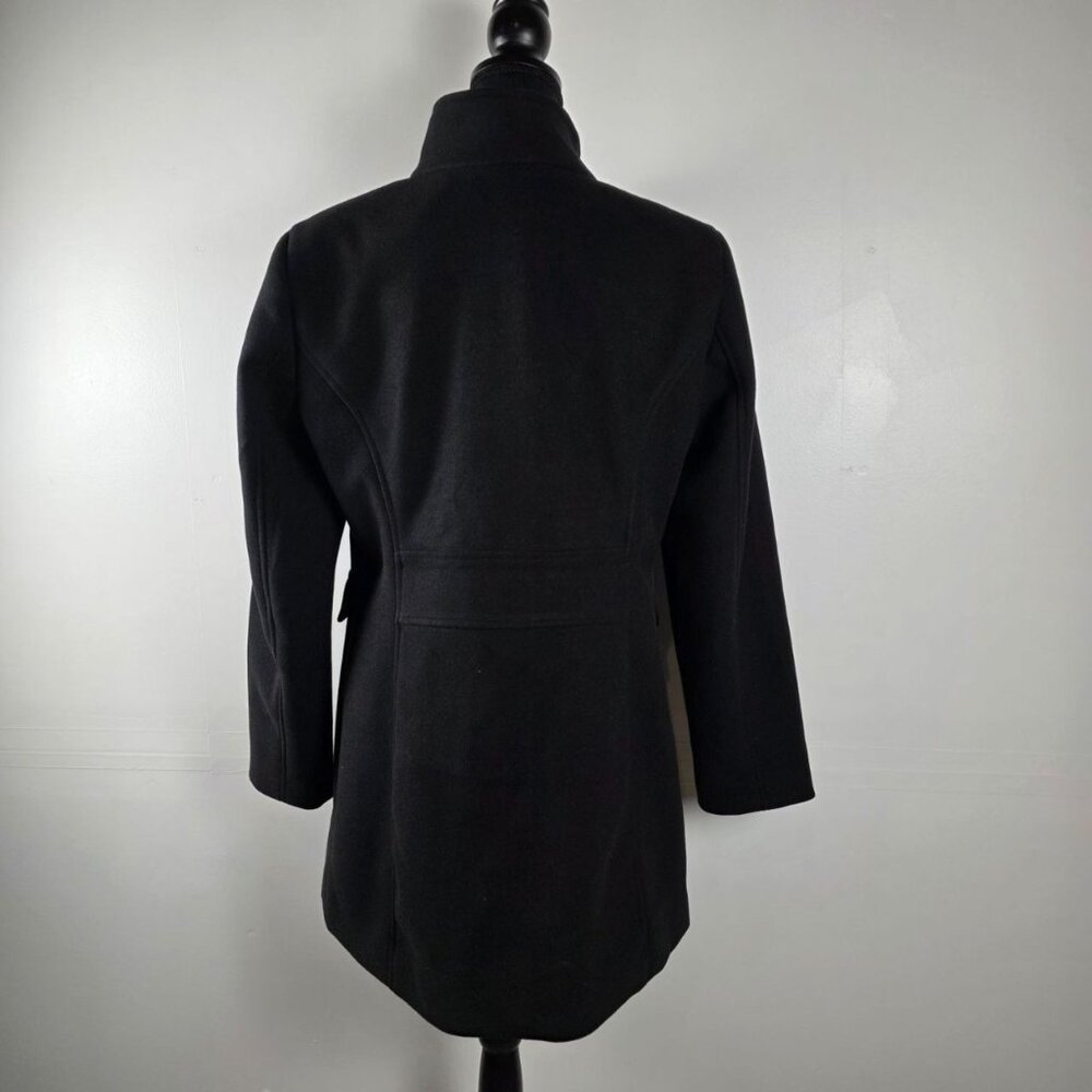 Vince Camuto Black Pea Coat Womens L Zip Snap Warm Lined NWOT - Picture 3 of 12